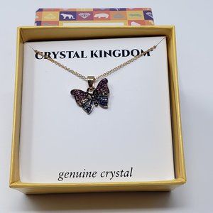 Crystal Kingdom Gold Tone Butterfly Necklace New